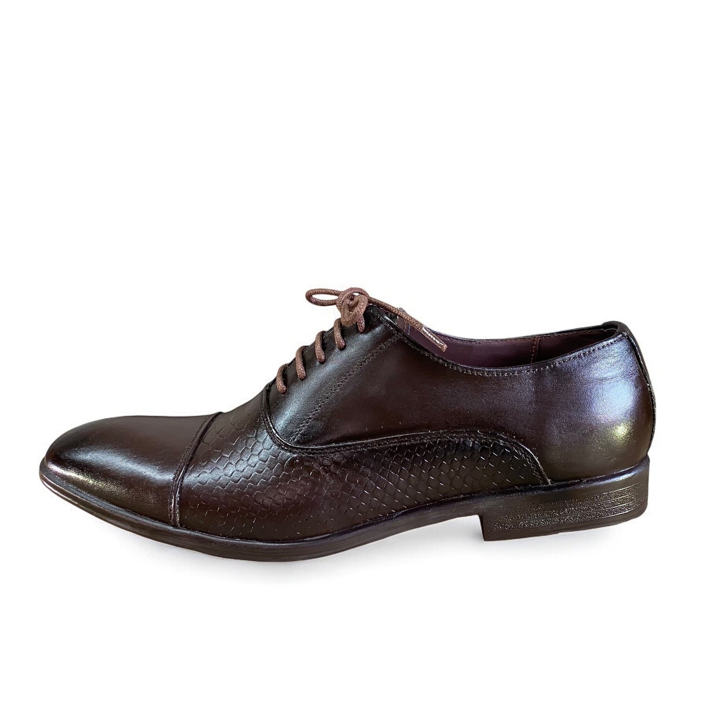 Sheen Brown Embosed Leather Oxfords