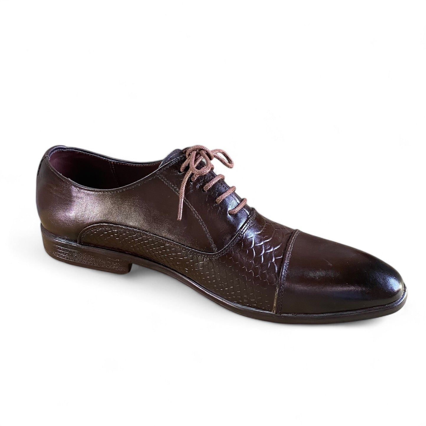 Sheen Brown Embosed Leather Oxfords