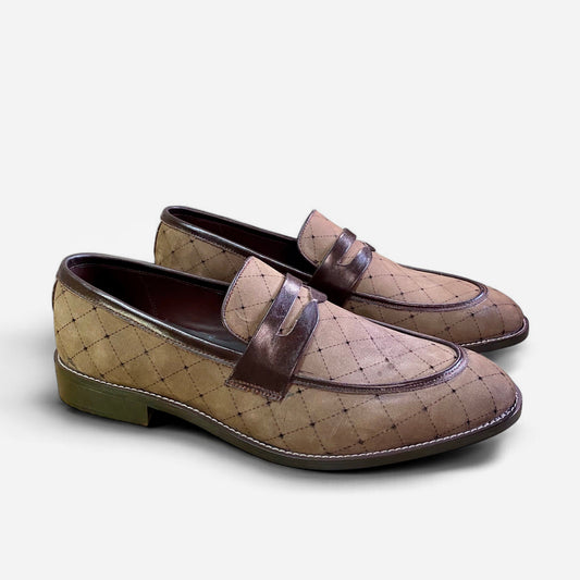 Checkered Suede Leather Loafers