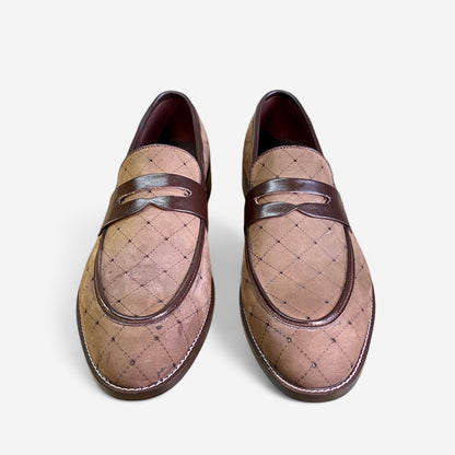 Checkered Suede Leather Loafers