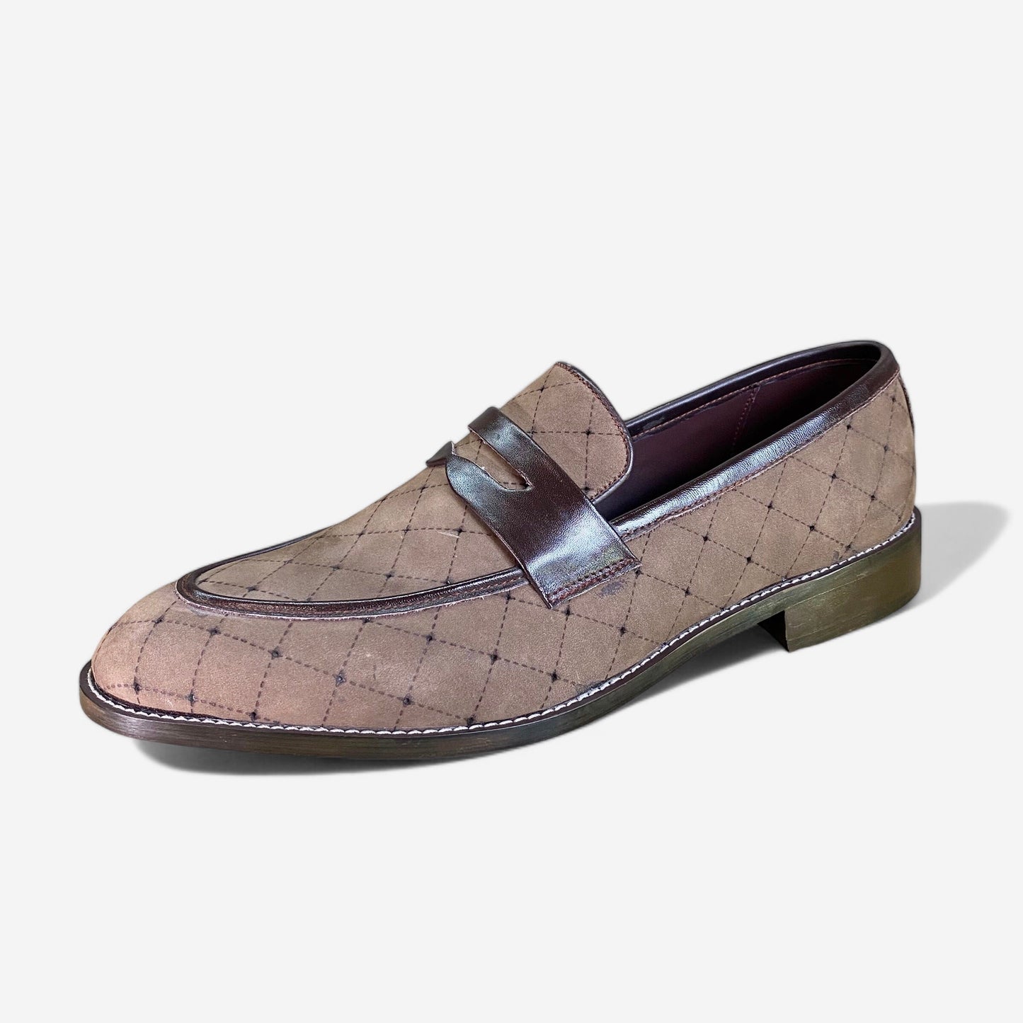 Checkered Suede Leather Loafers