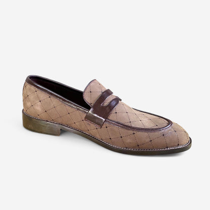 Checkered Suede Leather Loafers