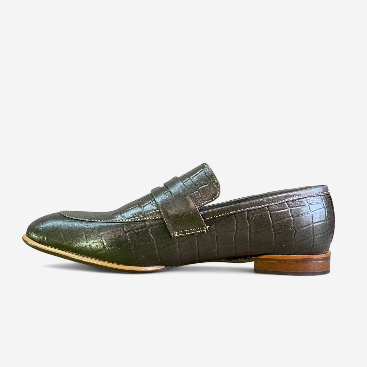 Croc-Embossed Leather Penny Loafers