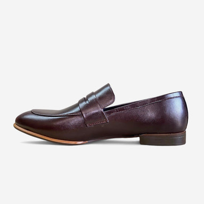 Espresso-Brown Leather Penny Loafers