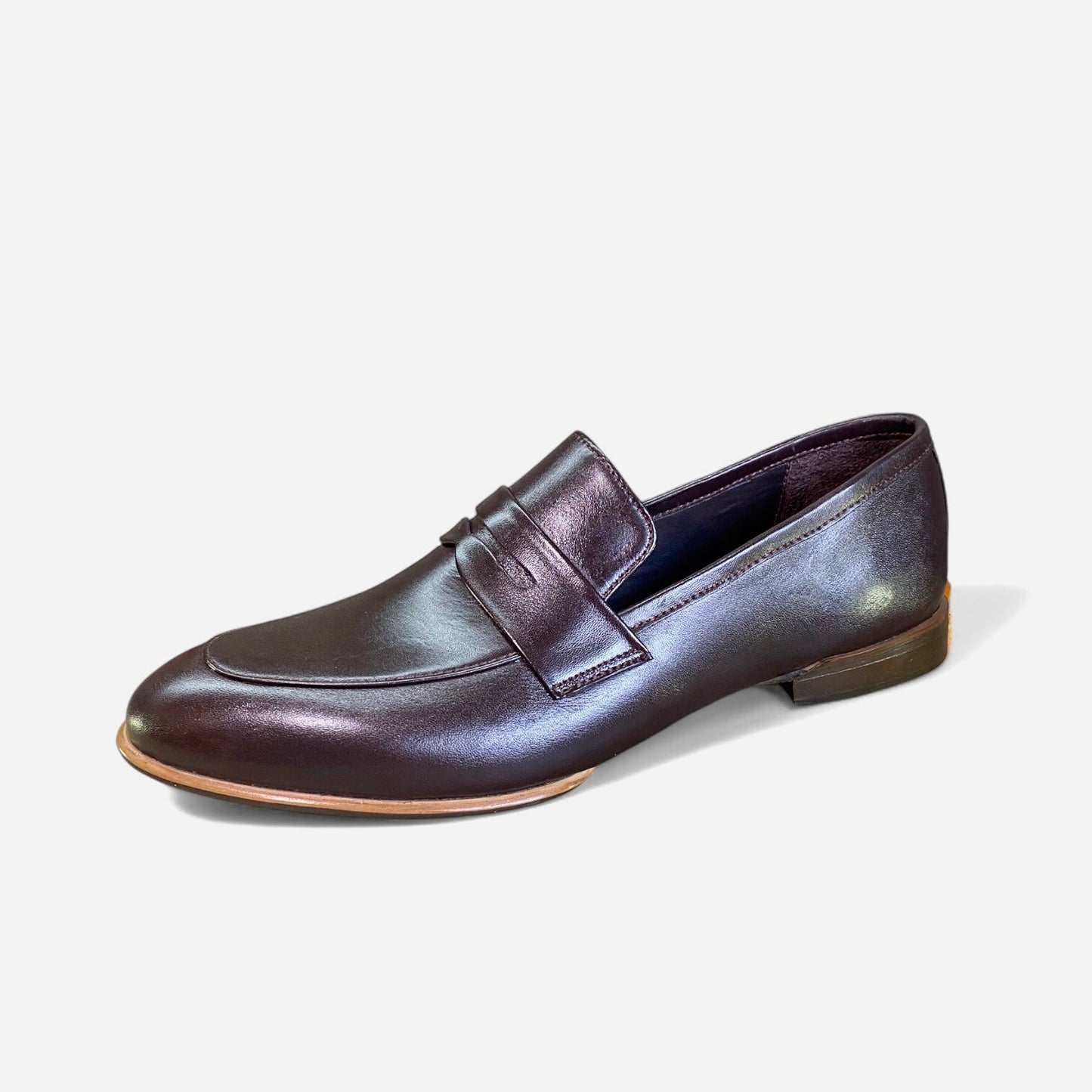 Espresso-Brown Leather Penny Loafers