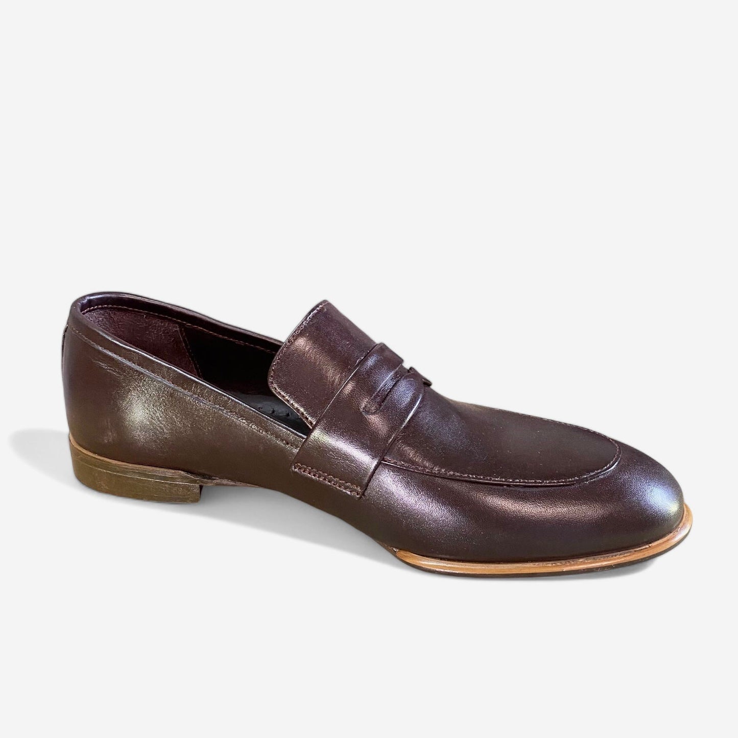 Espresso-Brown Leather Penny Loafers