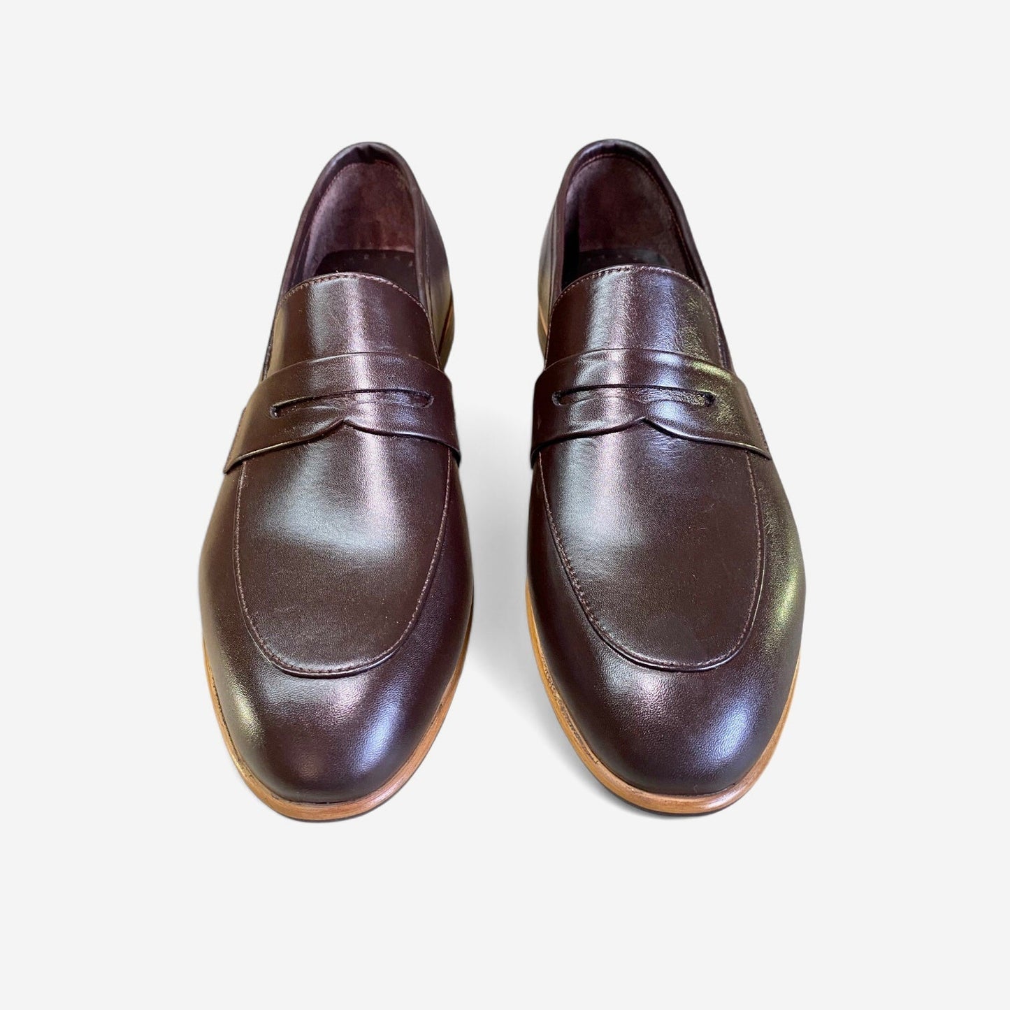 Espresso-Brown Leather Penny Loafers