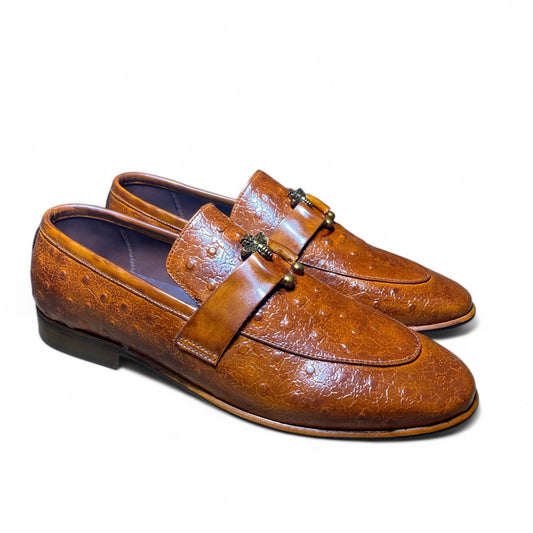 Textured Leather Penny Loafers