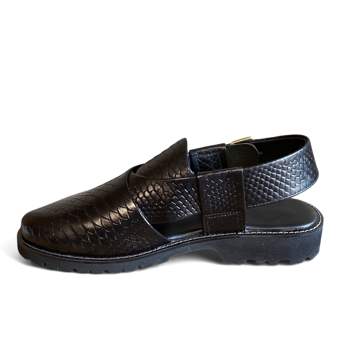 Embosed Leather Peshawari Chappal