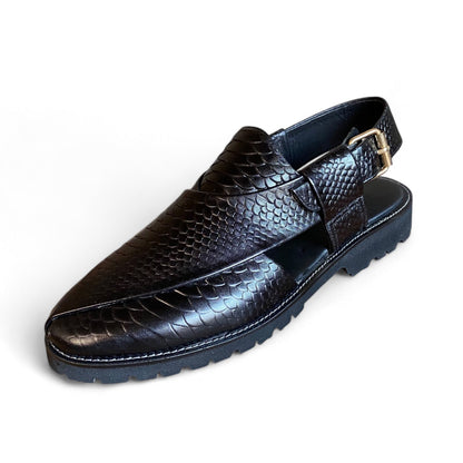 Embosed Leather Peshawari Chappal