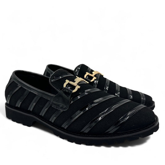 Black Stripped Loafers