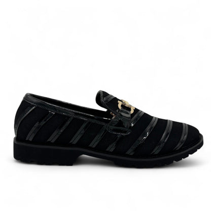 Black Stripped Loafers