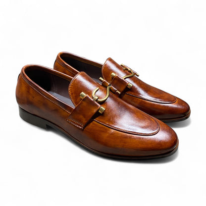 Tan Brown Horsebit Loafers