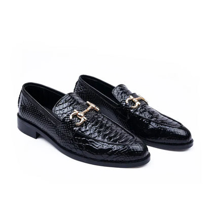 Textured Black Bit Loafers