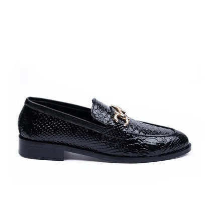 Textured Black Bit Loafers