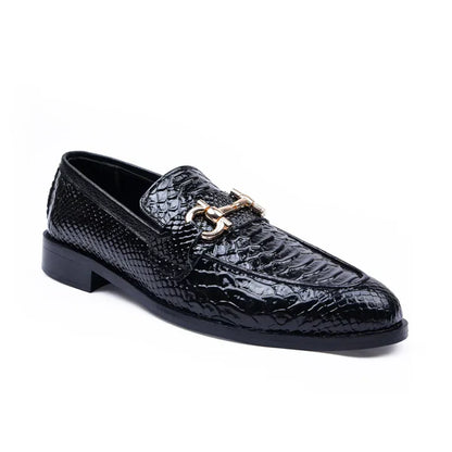 Textured Black Bit Loafers